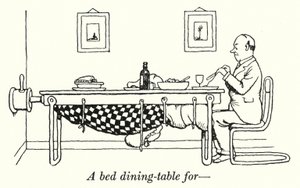 Et senge-spisebord til (litho) af William Heath Robinson