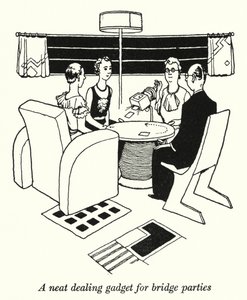 En smart handel-gadget til bridgefester (litho) af William Heath Robinson