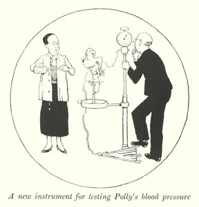 Et nyt instrument til at teste Pollys blodtryk (litho) af William Heath Robinson