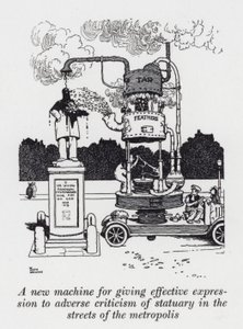 En ny maskine til at give et effektivt udtryk for negativ kritik af statuer i metropolens gader (litho) af William Heath Robinson