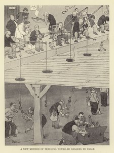 En ny metode til at lære kommende lystfiskere at vinkle af William Heath Robinson