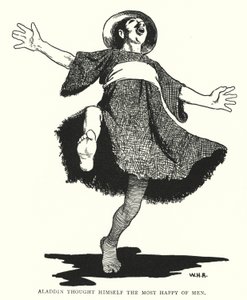 Aladdin troede, at han var den mest lykkelige af mænd (gravering) af William Heath Robinson