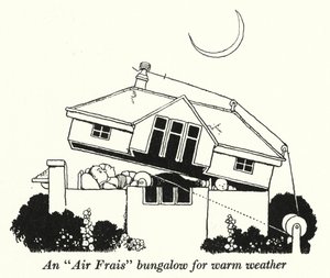 En "Air Frais" bungalow til varmt vejr (litho) af William Heath Robinson