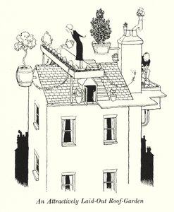En attraktivt anlagt taghave (litho) af William Heath Robinson