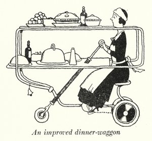 En forbedret middagsvogn (litho) af William Heath Robinson