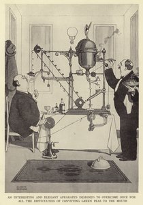 Et interessant og elegant apparat designet til én gang for alle at overvinde vanskelighederne med at formidle grønne ærter til munden