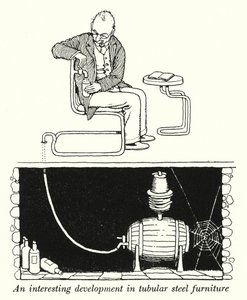 En interessant udvikling inden for rørformede stålmøbler (litho) af William Heath Robinson