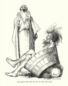 Og spurgte ham, hvorfor han gjorde så slid på sin krop (litho) af William Heath Robinson