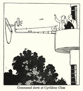 Fælles dart på Cyrildene Close (litho) af William Heath Robinson