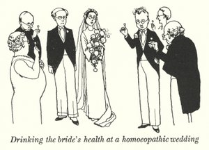 At drikke brudens helbred ved et homøopatisk bryllup (litho) af William Heath Robinson