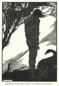 Overmåde modbydeligt og hadefuldt over for tyve og røvere (litho) af William Heath Robinson
