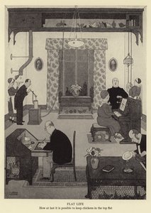 Fladt liv, hvordan det endelig er muligt at holde høns i toppen fladt af William Heath Robinson