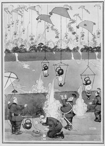 Flying Kettle Attack, fra Some Frightful War Pictures, 1915 (print) af William Heath Robinson
