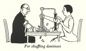 Til at blande dominobrikker (litho) af William Heath Robinson
