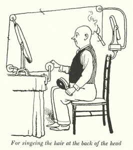 Til at slynge håret på bagsiden af hovedet (litho) af William Heath Robinson