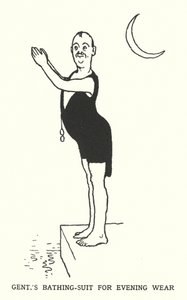 Herres badedragt til aftentøj (litho) af William Heath Robinson