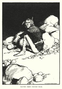 Efter at være blevet kørt tilbage (litho) af William Heath Robinson