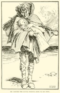 Han bar den lille Perdita hjem til sin kone af William Heath Robinson