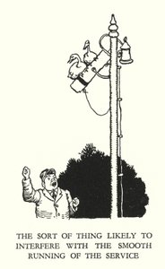 Illustration til Railway Ribaldry af W Heath Robinson (litho) af William Heath Robinson