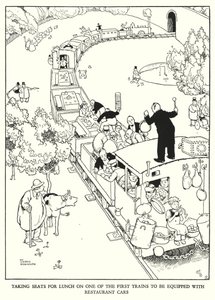 Illustration til Railway Ribaldry af W Heath Robinson (litho) af William Heath Robinson