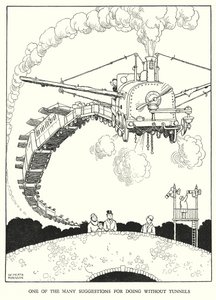 Illustration til Railway Ribaldry af W Heath Robinson (litho) af William Heath Robinson