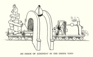 Illustration til Railway Ribaldry af W Heath Robinson (litho) af William Heath Robinson