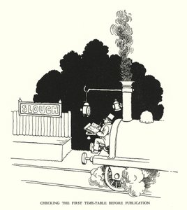 Illustration til Railway Ribaldry af W Heath Robinson (litho) af William Heath Robinson