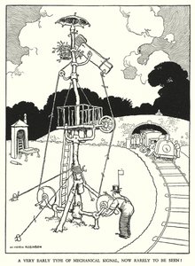 Illustration til Railway Ribaldry af W Heath Robinson (litho) af William Heath Robinson