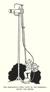 Illustration til Railway Ribaldry af W Heath Robinson (litho) af William Heath Robinson