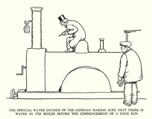 Illustration til Railway Ribaldry af W Heath Robinson (litho) af William Heath Robinson