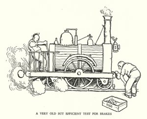 Illustration til Railway Ribaldry af W Heath Robinson (litho) af William Heath Robinson