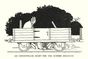 Illustration til Railway Ribaldry af W Heath Robinson (litho) af William Heath Robinson