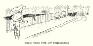 Illustration til Railway Ribaldry af W Heath Robinson (litho) af William Heath Robinson