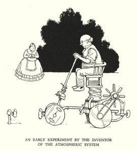 Illustration til Railway Ribaldry af W Heath Robinson (litho) af William Heath Robinson