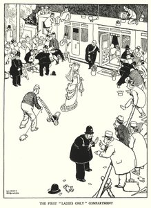 Illustration til Railway Ribaldry af W Heath Robinson (litho) af William Heath Robinson
