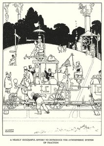 Illustration til Railway Ribaldry af W Heath Robinson (litho) af William Heath Robinson