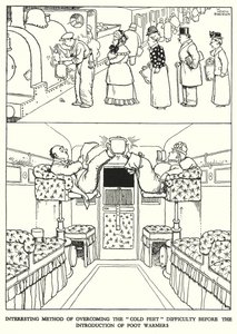 Illustration til Railway Ribaldry af W Heath Robinson (litho) af William Heath Robinson
