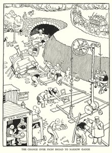 Illustration til Railway Ribaldry af W Heath Robinson (litho) af William Heath Robinson