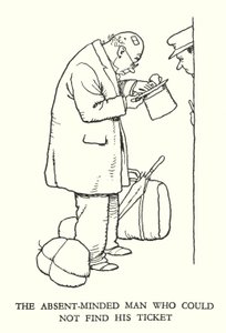 Illustration til Railway Ribaldry af W Heath Robinson (litho) af William Heath Robinson