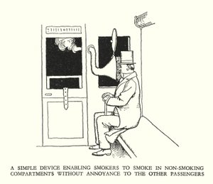 Illustration til Railway Ribaldry af W Heath Robinson (litho) af William Heath Robinson