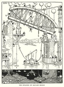 Illustration til Railway Ribaldry af W Heath Robinson (litho) af William Heath Robinson