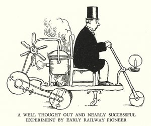 Illustration til Railway Ribaldry af W Heath Robinson (litho) af William Heath Robinson