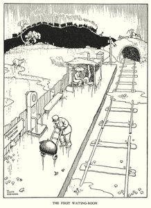Illustration til Railway Ribaldry af W Heath Robinson (litho) af William Heath Robinson