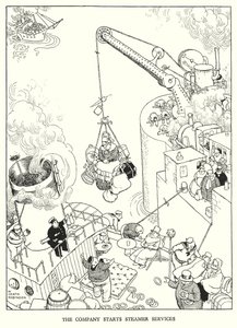 Illustration til Railway Ribaldry af W Heath Robinson (litho) af William Heath Robinson