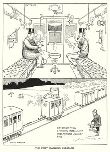 Illustration til Railway Ribaldry af W Heath Robinson (litho) af William Heath Robinson