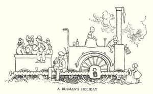 Illustration til Railway Ribaldry af W Heath Robinson (litho) af William Heath Robinson