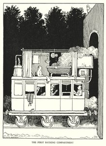 Illustration til Railway Ribaldry af W Heath Robinson (litho) af William Heath Robinson