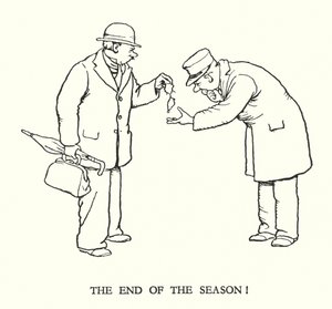 Illustration til Railway Ribaldry af W Heath Robinson (litho) af William Heath Robinson