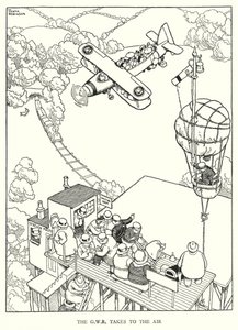 Illustration til Railway Ribaldry af W Heath Robinson (litho) af William Heath Robinson