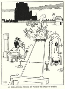 Illustration til Railway Ribaldry af W Heath Robinson (litho) af William Heath Robinson
